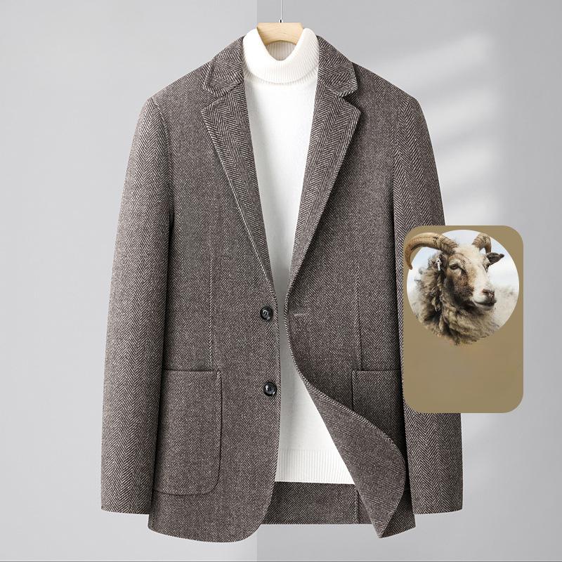 Осенне-зимний новый двусторонний шерстяной костюм мужской шерстяной костюм мужской кашемировый маленький костюм пиджак из низи мужская одежда