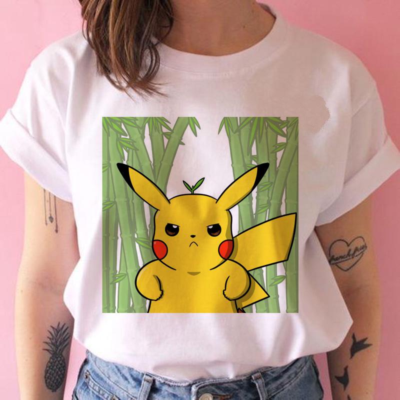Футболка с изображением покемона Пикачу Ulzzang, летний топ с забавным мультфильмом