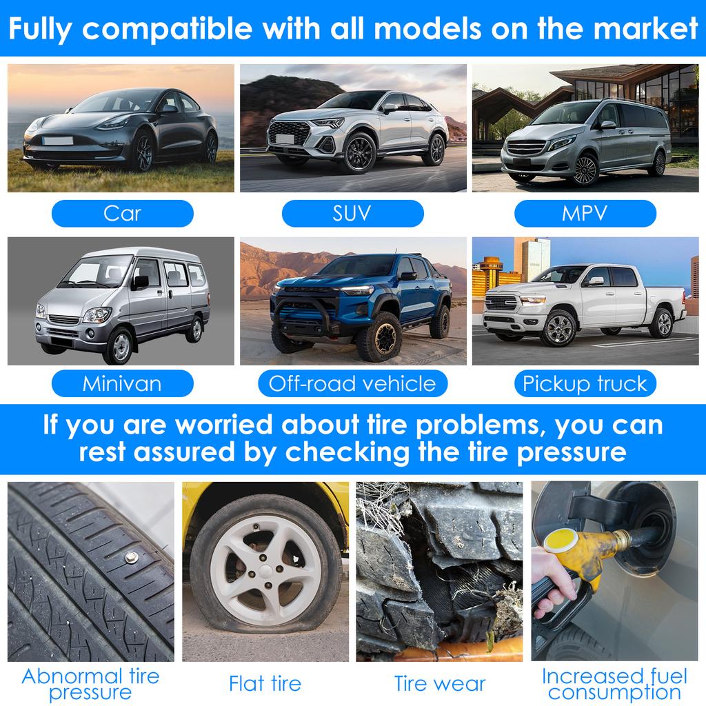 Система контроля давления в шинах TPMS Беспроводная система контроля давления в шинах в реальном времени с 4 внешними датчиками и 6 режимами сигнализации