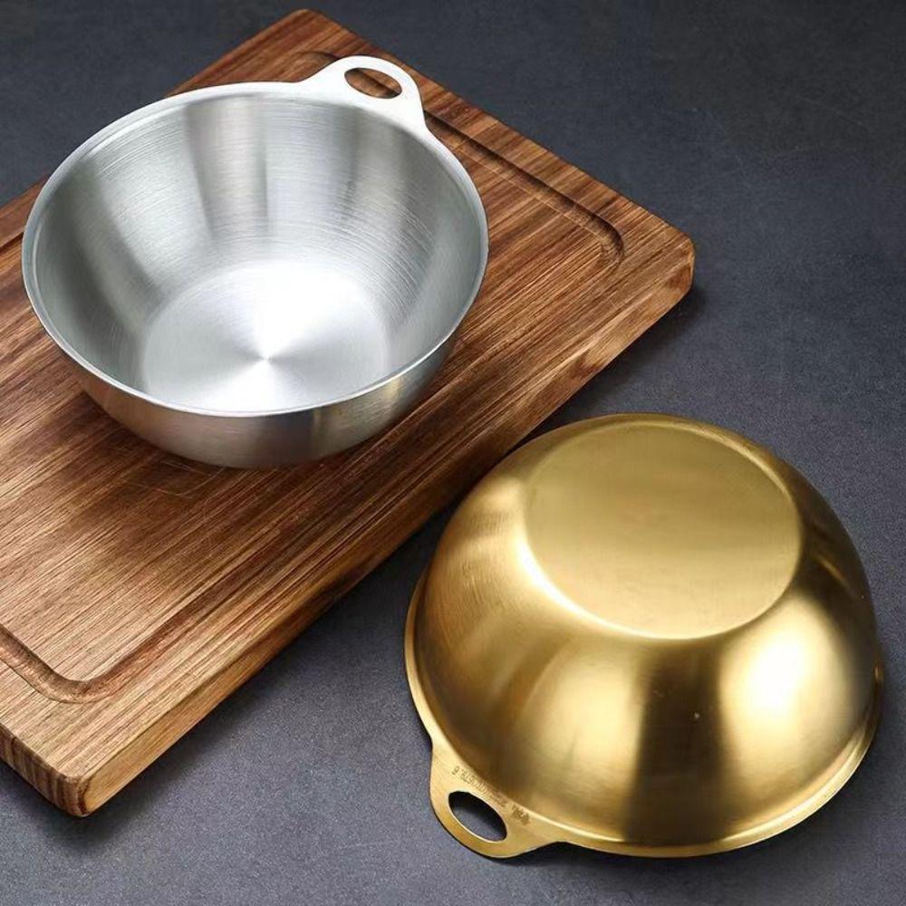 Large Capacity Stainless Steel Salad Bowl Gold/Silver Food Container Noodle Bowl Korean Soup