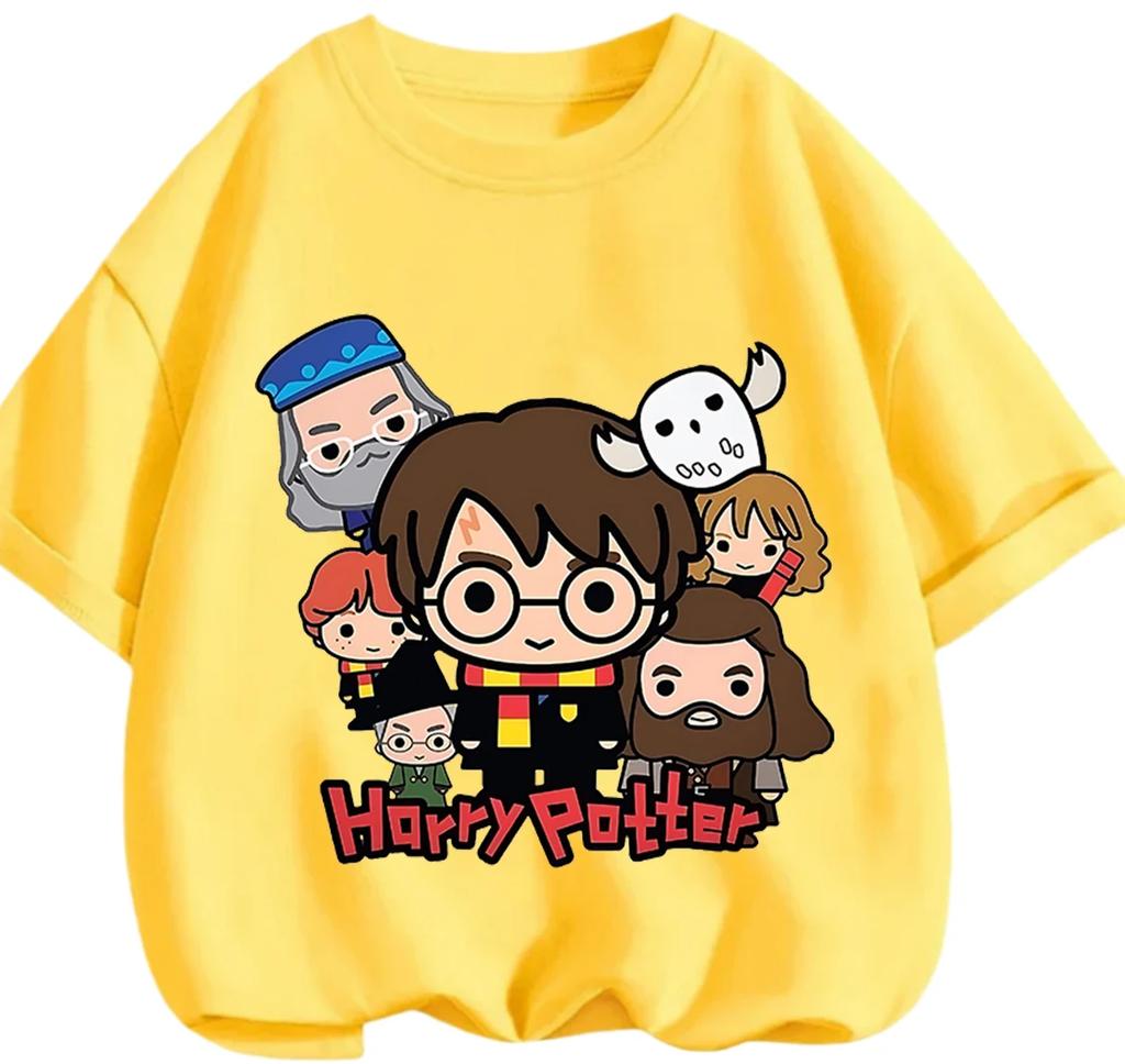 Summer Casual Crew Neck T Shirt Cute Cartoon Harry Potter Street Fashion Outdoor Leisure Kids Boys Girls 3 14 Years