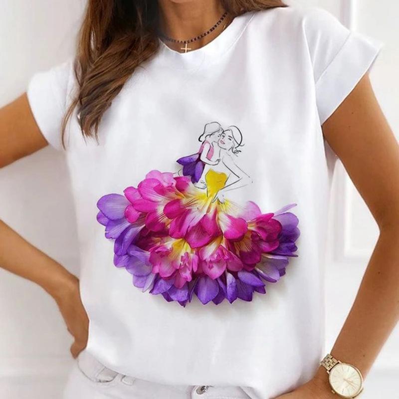 Summer Plus Size Women's Top with Letter Print Retro Pure Cotton Short Sleeved T-Shirts Women’s