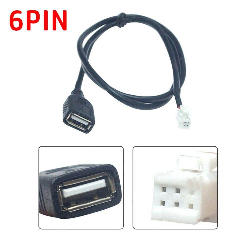 2Pcs Car USB Cable Adapter Extension Cable Adapter 4Pin 6Pin For Car Radio Stereo Auto Accessories Black Radio Accessories 4