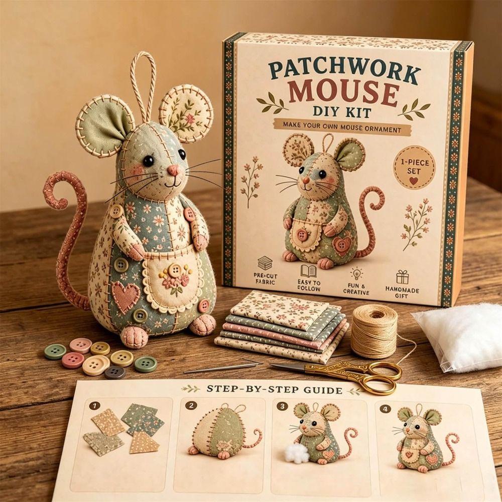 Step by Step Guide Patchwork Sewing Craft Set Handmade Mouse Sewing Kit  Craft Learning