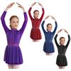 Girl's Rhinestones Long Sleeve Figure Ice Roller Skating Leotard Dress Ballet Dance Dress Performance Costume