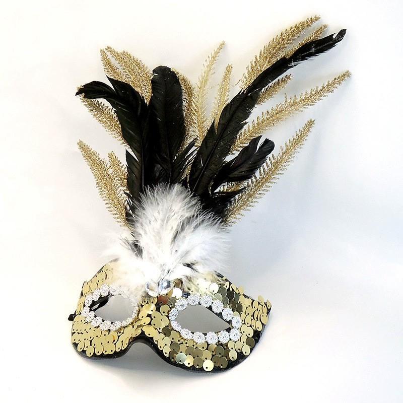 Halloween Party Half Face Mask Feather Sequins DIY Princess Masquerade Cosplay Prop