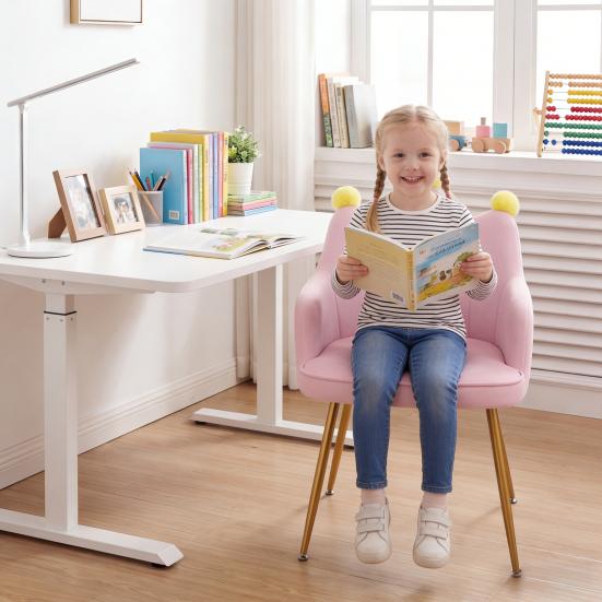 Crown Chair Crown-shaped Armchair with Pillow, Upholstered Reading Wide Seat, Ergonomic Accent Velvet Fabric Wingback for Living Room, Bedroom, Dorm,