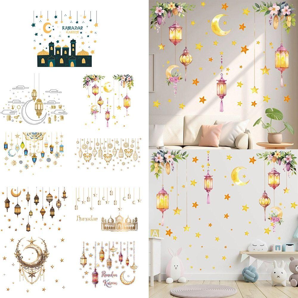 Star Moon Ramadan Kareem Decals Multicolor Mural Eid Mubarak Wall Stickers  Home Decoration