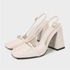 2025 Spring Chunky High Heels Women Mary Jane Shoes Woman Elegant Beige Brand Designer Party Dress Lolita Female Pumps