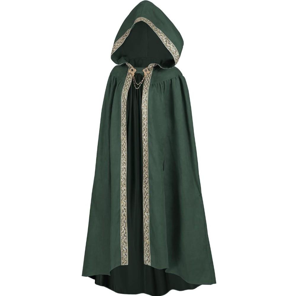 Pastoral Ribbon Edge Medieval Cloak Fantasy Hooded Cape Warrior Cloak Halloween Cloak Adult