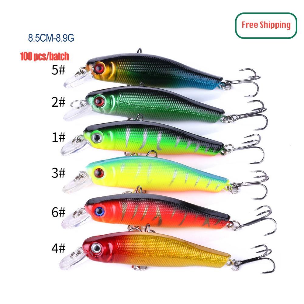 100PCS Factory Price Free Shipping Plastic & Metal River Minnow Hard Lures Fishing Bait