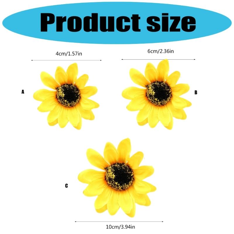 50 Pcs Artificial Flower Yellow False Sunflower 4cm 6cm 10cm Sizes For Handmade Craft Projects