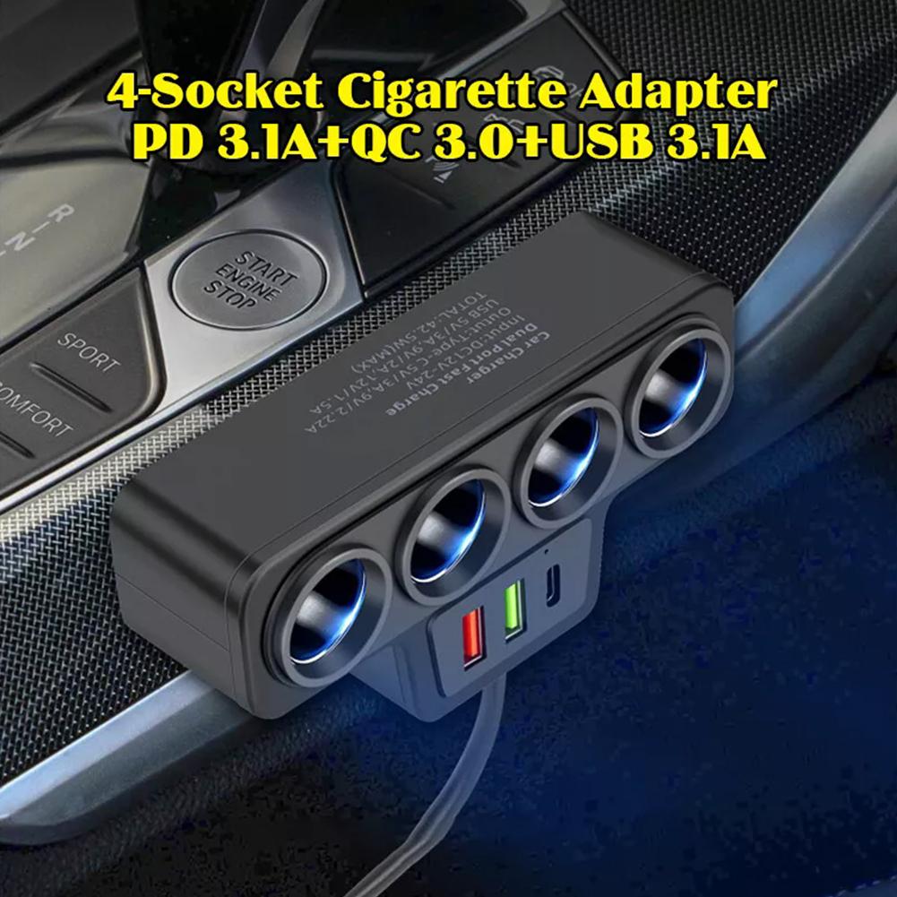 120 Вт 4 в 1 3 USB автомобильное зарядное устройство быстрой зарядки адаптер разветвитель 12 В 24 В быстрой зарядки штекер