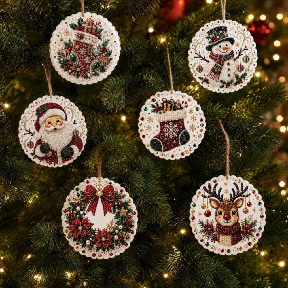 Special-Shaped Gems DIY Diamond Art Kit Wooden Hanging Holiday Ornament Party Decor