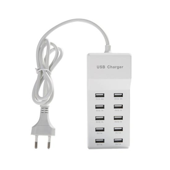 10 Ports USB Station Power Adapter Fast Charging Phone Tablet Camera Charger Hub