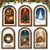 Деревянный настенный знак для деревенского праздника, Винтажное арочное деревянное рождественское искусство, Двухслойный знак в деревянной раме, Украшения для рождественской елки в стиле кантри, Подвесной знак с рождественским принтом