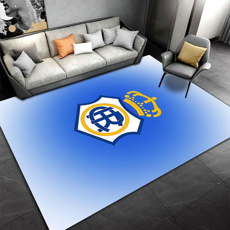 Blue Royal Crest Carpet Design suitable as a non-slip mat for the living room or bedroom sofa