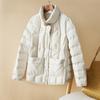 2024 осень-зима легкая и тонкая однобортная куртка на белом утином пуху с двумя карманами и воротником-стойкой женская зимняя новинка