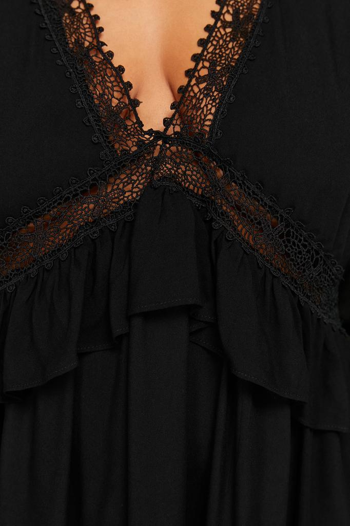 Women's Style Plus Size Black Mini Woven Ribbon Accessory Beach Dress