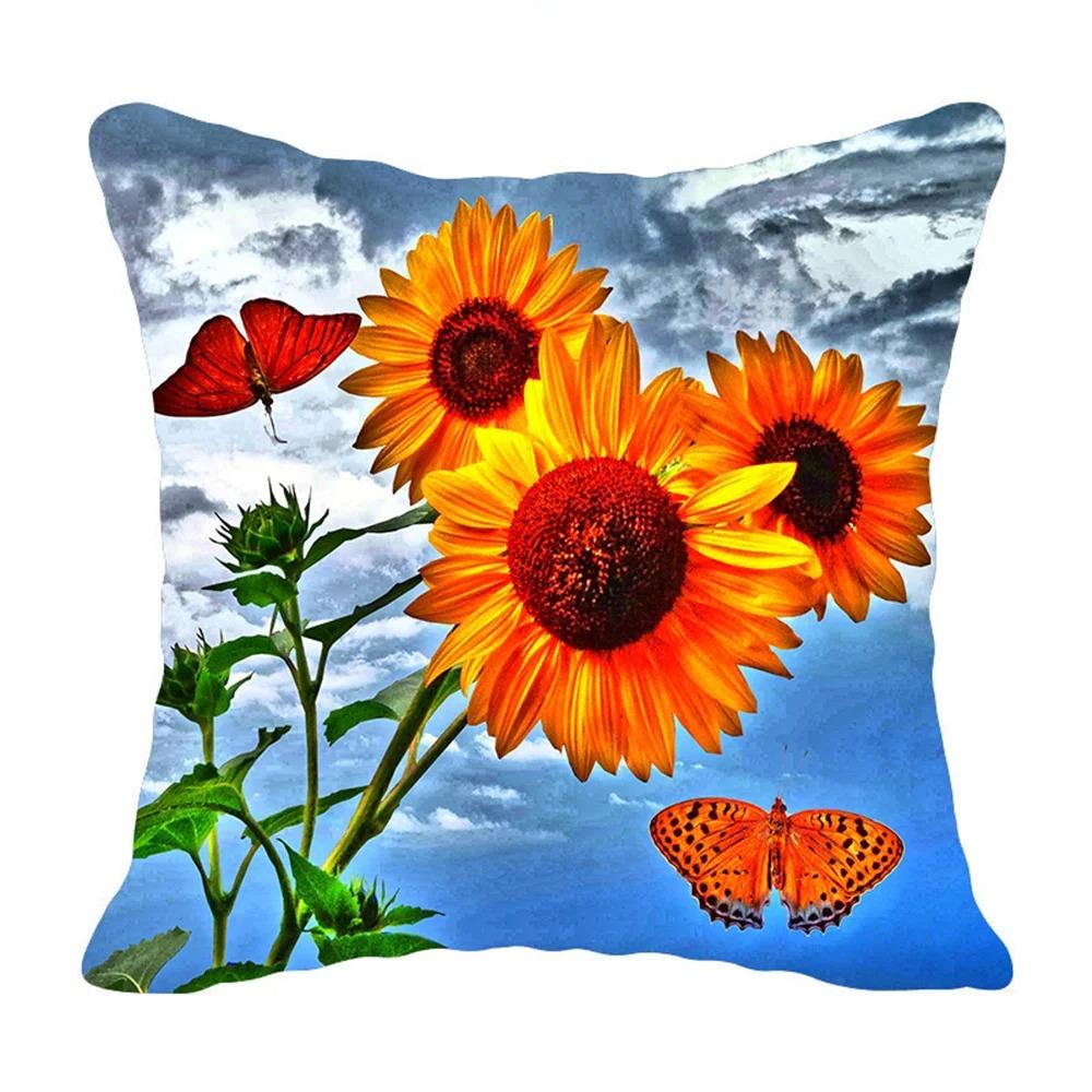 Подсолнух Принт Наволочка Офис Гостиная Дом Наволочка Украшения для Машины