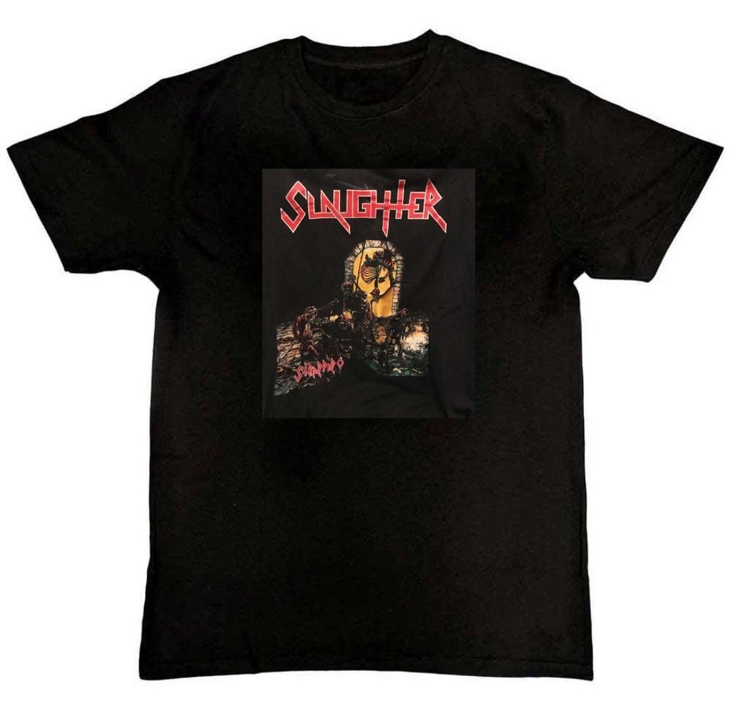 VTG Slaughter rock band Graphic Print Mens T-Shirt S-4XL