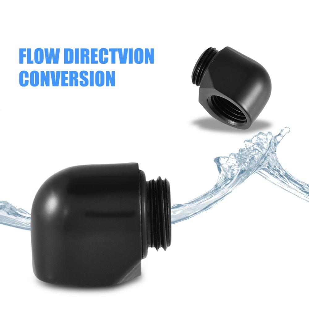 2PCS Black/Silver Water Cooling System Adapter 90 Degree Right Angle Elbow Cooling System