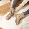 Platform Snow Boots Women's Winter Shoes Plush Warm Thicken Cow Suede 6 Boots British Style Fashion Lace-up Women Shoes