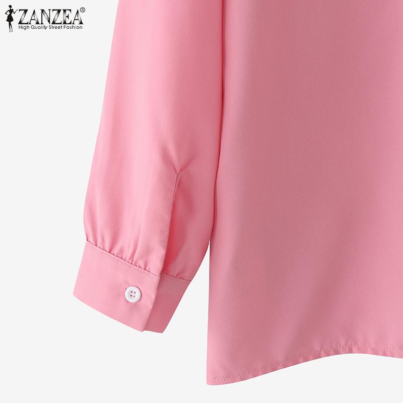 ZANZEA Women Vintage Shirt Collar Irregular Hem Long Sleeve Shirts
