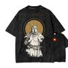 Dark Souls Костер Рыцарь Двусторонняя Выцветшая футболка Средневековый Эпический Рыцарь Винтажная Черная Оверсайз Унисекс Игровая Уличная одежда Футболка