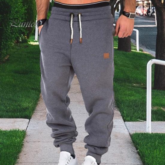 Мужские спортивные брюки на шнурке с эластичной резинкой на талии, однотонные карманы, мягкие дышащие эластичные мужские брюки с ремешками на щиколотке для бега в тренажерном зале