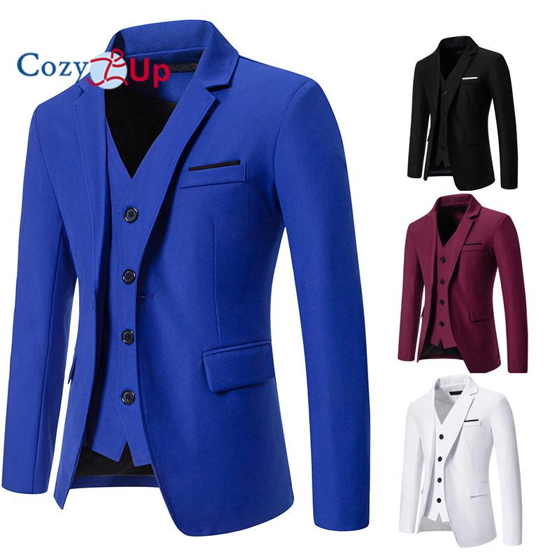 Уютный мужской повседневный тонкий костюм с цветными блоками для свадьбы