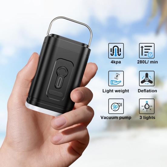 Mini Cordless Air Pump with 5 Nozzles Camping Light 2400mAh USB Inflatable Swimming Ring Float Air Mattress Bed Electric Inflator Deflator Pump