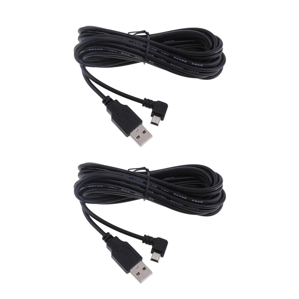 3.5m Dash Cam Charger Cable 5V 2A USB To Mini USB Charger Cable Left Bend DVR GPS Charging Cable for Car Truck Mobile Phones MP3