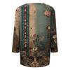 Trendy Vintage 3/4 Sleeve Top For Women,Ladies Casual Three Quarter Sleeve Round Collar Printed T-Shirt Blouse