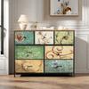 Rosahqnda Chest of Drawers with Drawers Bohemian Dressing Table with Wooden Panel,metal Frame, Fabric Chest of Drawers