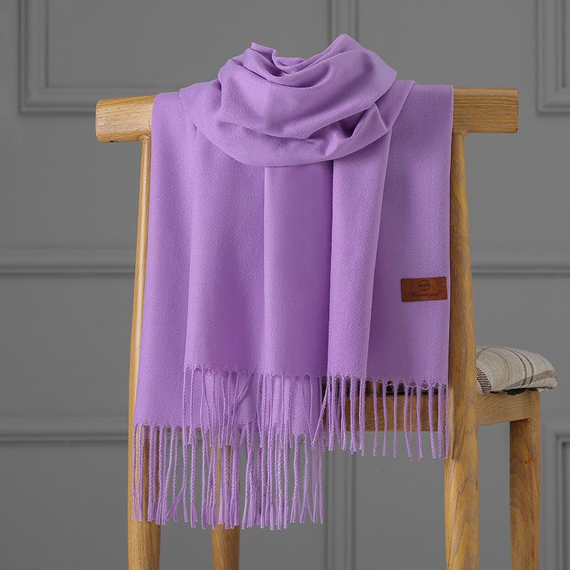 Cashmere Scarf Women's Autumn and Winter Solid Color Tassel Shawl Thickened Warm Scarf