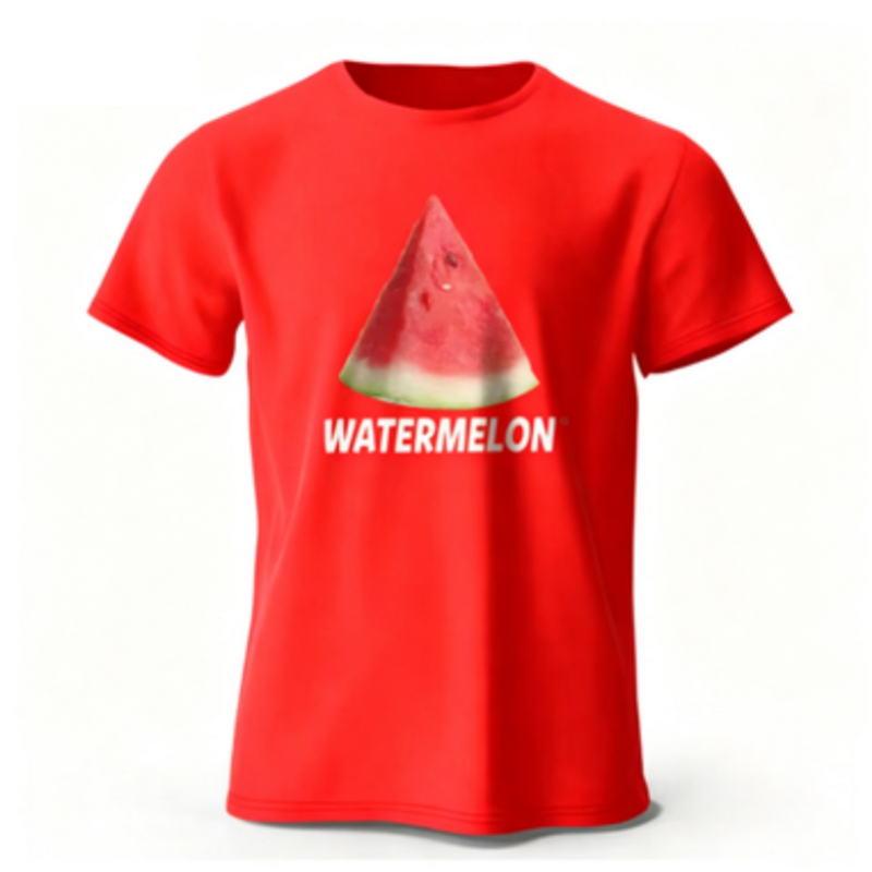 Playful Watermelon Graphic Tee Trendy Summer Casual Tshirt for Unisex Unisex Lightweight Breathable Cotton