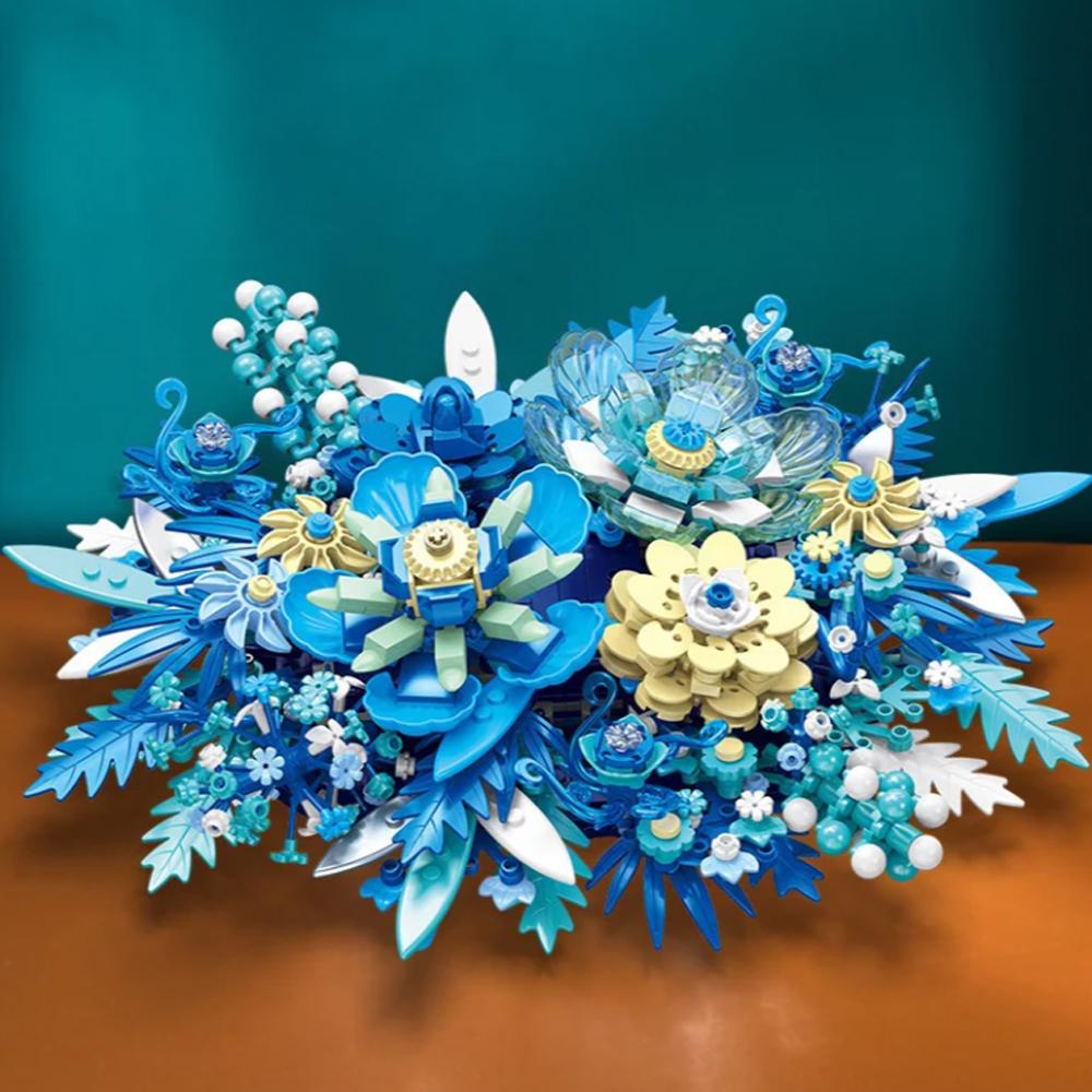 917PCS Ideas Simulation Building Blocks Flower Bouquet Girls Home Decoration Assembly DIY Building Blocks Toy Christmas