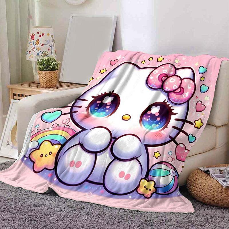 1pc Cartoon Hello Kitty's Magical Adventure Blanket,Living Room, Travel, Camping, Car Blankets, Beach, Office Naps, Seasonal Home Decorative Throw Gif