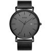 BUREI Men's Analog Quartz Watch, Waterproof, Date Display, Black, Popular Brand, Simple and Stylish Business Watch with Milanese Mesh Strap