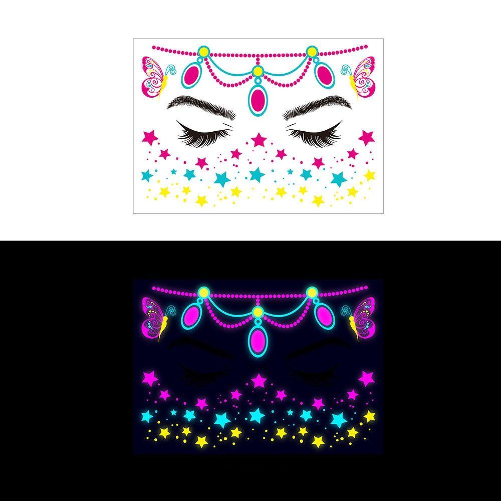 Waterproof Decorations Stickers Fluorescent Glowing Tattoos Face Stickers  Nightclub