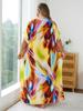 EDOLYNSA Yellow Fashion Kaftan Women's Loose Robe Fresh Dress Breathable Vacation Party Long Dress Swimsuit Cover-up Outfit Q1594
