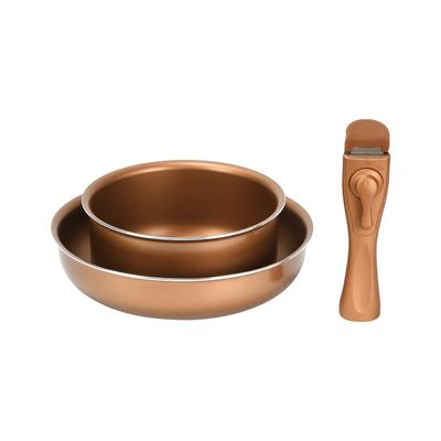 VISIONS Frying IH духовой шкаф золотистая сковорода со съемной ручкой, набор из 3 предметов, совместимая, совместимая, покрытие, CP-8724