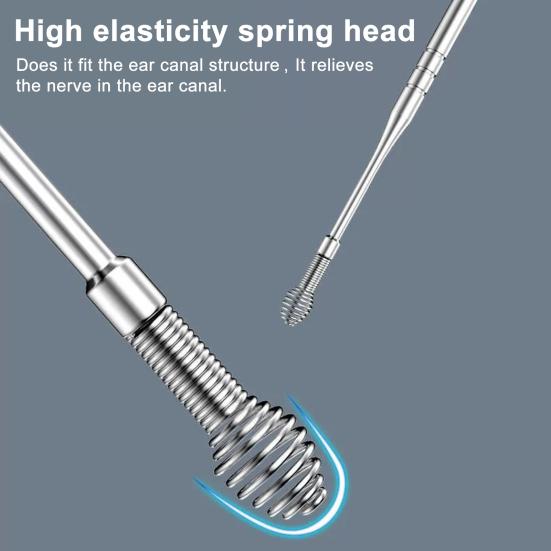 Ухочистка Набор для удаления ушной серы Ушная кюретка Очиститель 360-градусный спиральный дизайн Очиститель слухового прохода Инструмент для чистки ушей Набор