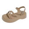Women's Sandals Platform Sole One-line Buckle Narrow Band Shoes Women Leisure Daily Round Toe Roman Concise Sandalias De Mujer