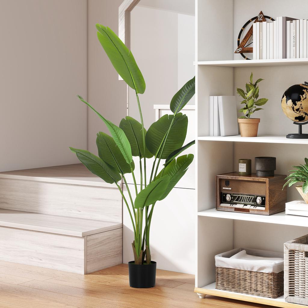 Indoor artificial plant 160 cm, artificial tree with plastic pot and flocked soil, green
