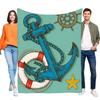 Морской якорь Плед Мягкий Уютный Плед для Дома и Дивана, Легкий Пляжный Дизайн со Морской Звездой и Штурвалом, Идеальный Подарок на День Рождения