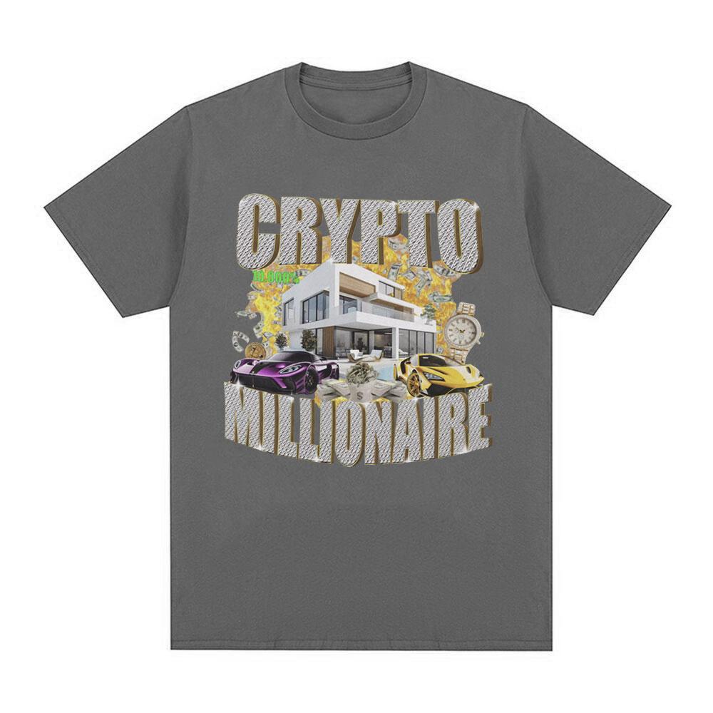 Crypto Millionaire Funny Meme T Shirts Unisex Women Clothing Casual Cotton Short Sleeve Tshirt Hip Hop Vintage Oversized Tshirts
