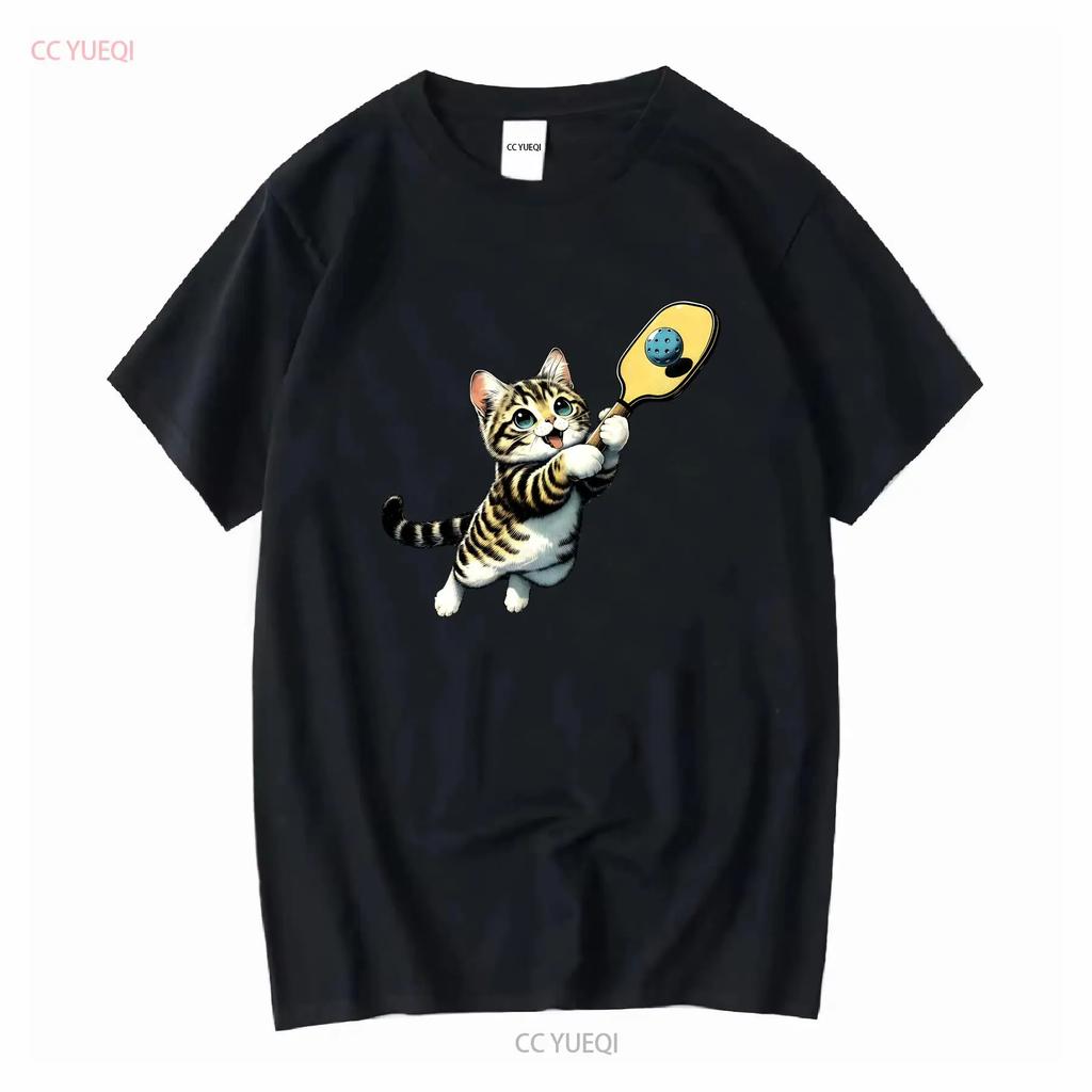 Funny Kitten Playing Pickleball Cute Cat Player T Shirt Sweat vintage Washed Casual Top For Everyday Wear streetwear vintage