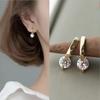 Gold Color Round Zircon Simple Drop Dangle Earrings for Women Charm Korean Hoop Jewelry Wedding Birthday Gift